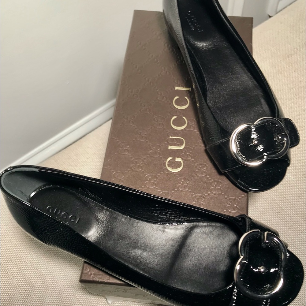 Authentic Gucci Salandia Gg Peep Toe Flats
